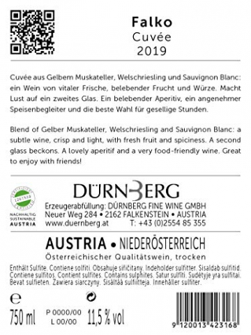 Dürnberg - Falko, Muskatellercuvée 2019 - Qualitäts Weißwein aus Österreich, trocken (6 x 0,75l) - 2